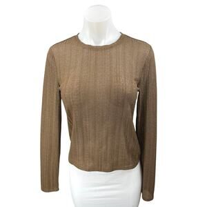 Reformation Women's Brown Knit Long Sleeve Crew Neck Shirt Sweater Top Size M